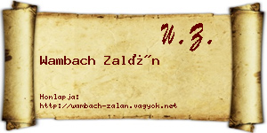 Wambach Zalán névjegykártya